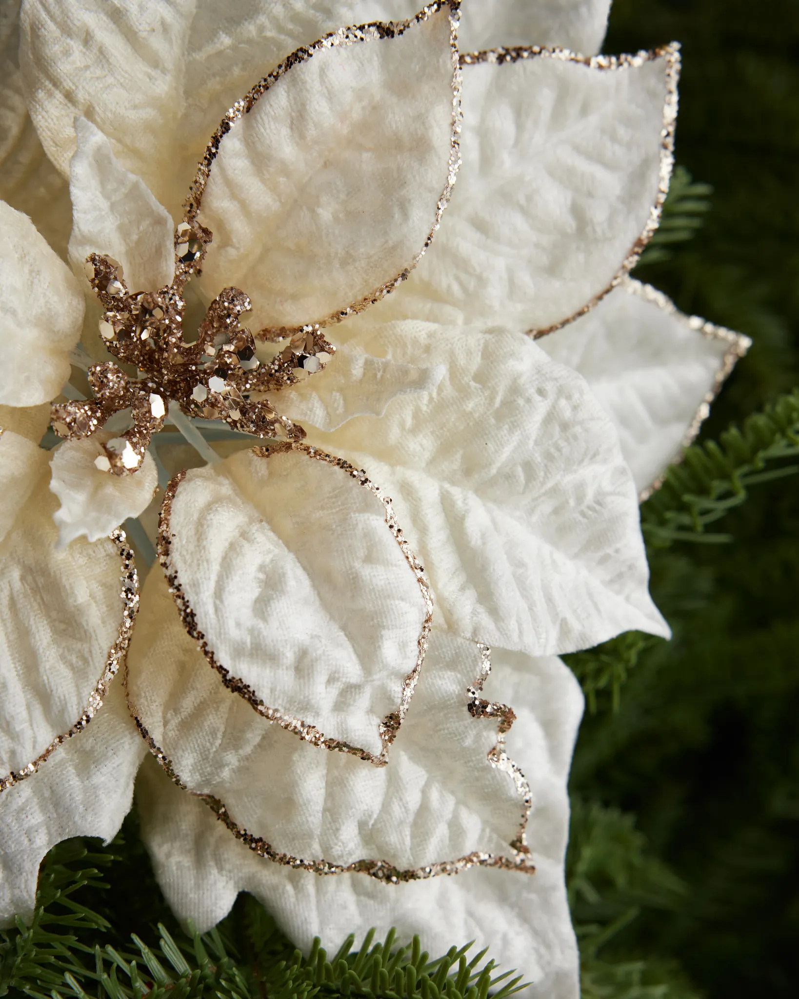 Ivory Classic Poinsettia Christmas Pick Set
