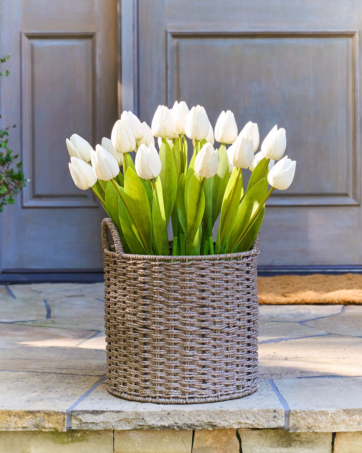 Balsam Hill Outdoor Tulip Garden Artificial Spring Foliage in Decorative Planter