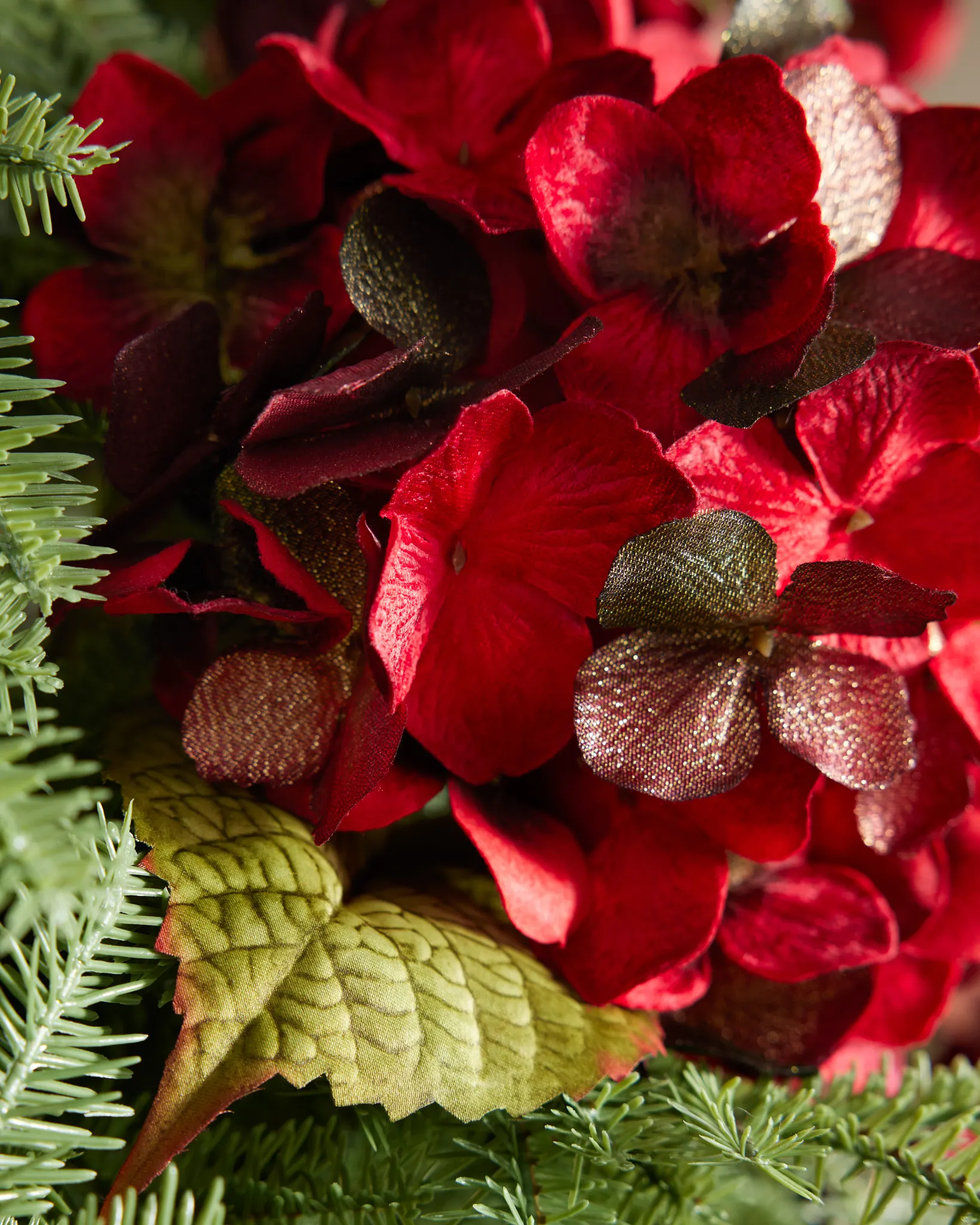 Red Winter Hydrangea Christmas Pick Set