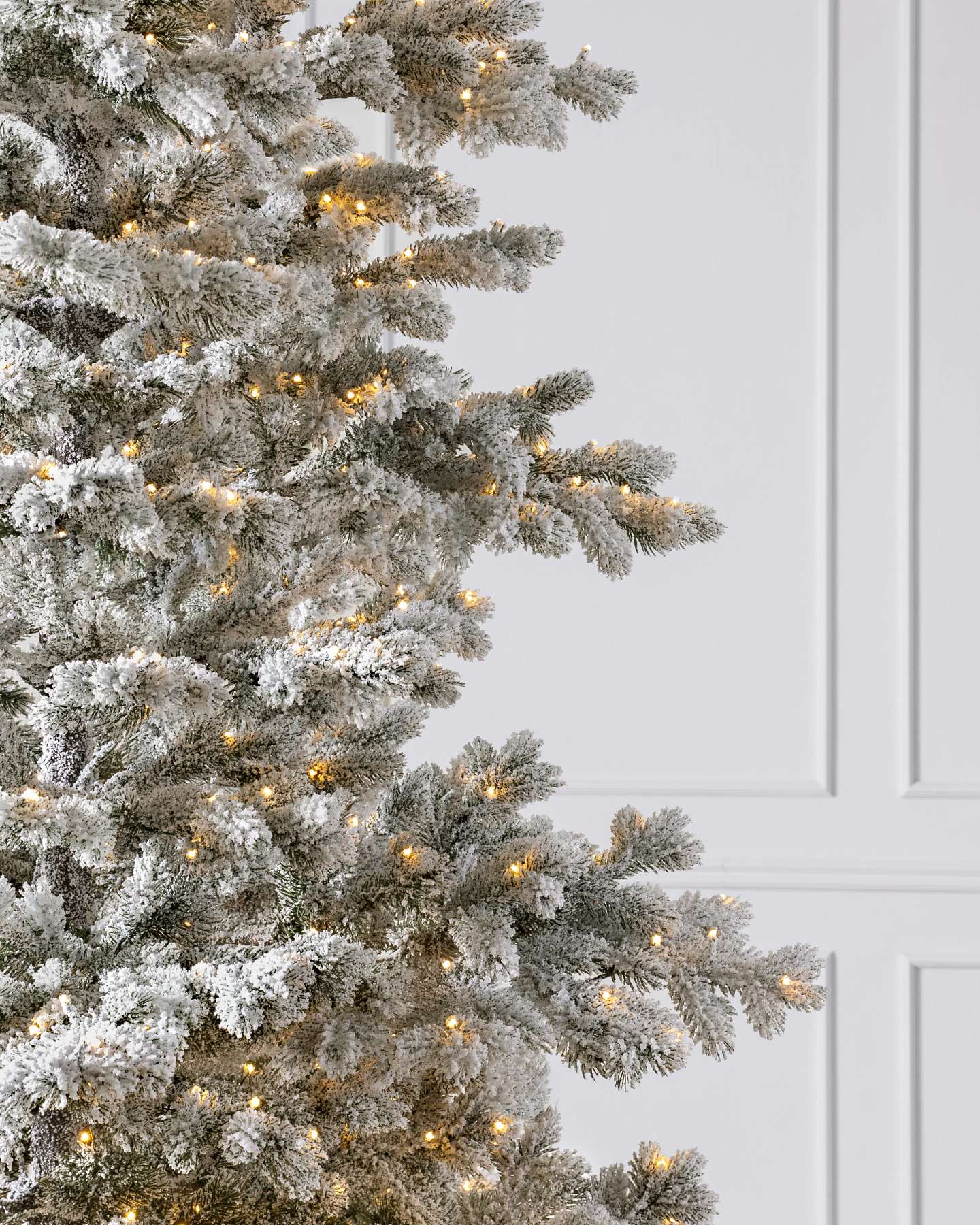 Balsam Hill Frosted Yukon Spruce Artificial Christmas Tree Micro LED Foliage Closeup