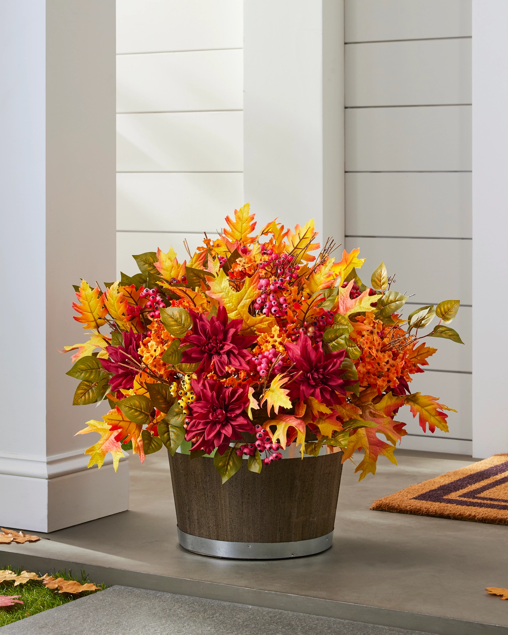 Outdoor Harvest Bloom Potted Artificial Fall Foliage Balsam Hill