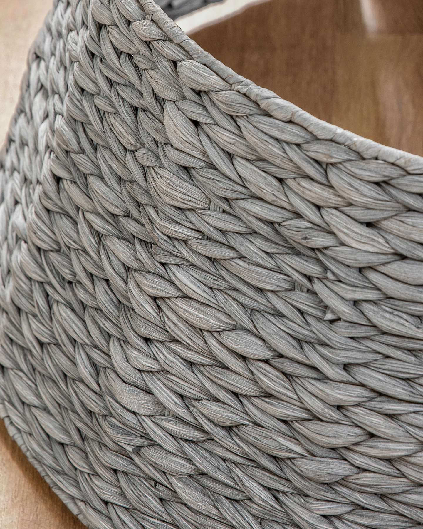 Balsam Hill Small Gray Wash Woven Artificial Christmas Tree Collar Weave Detail