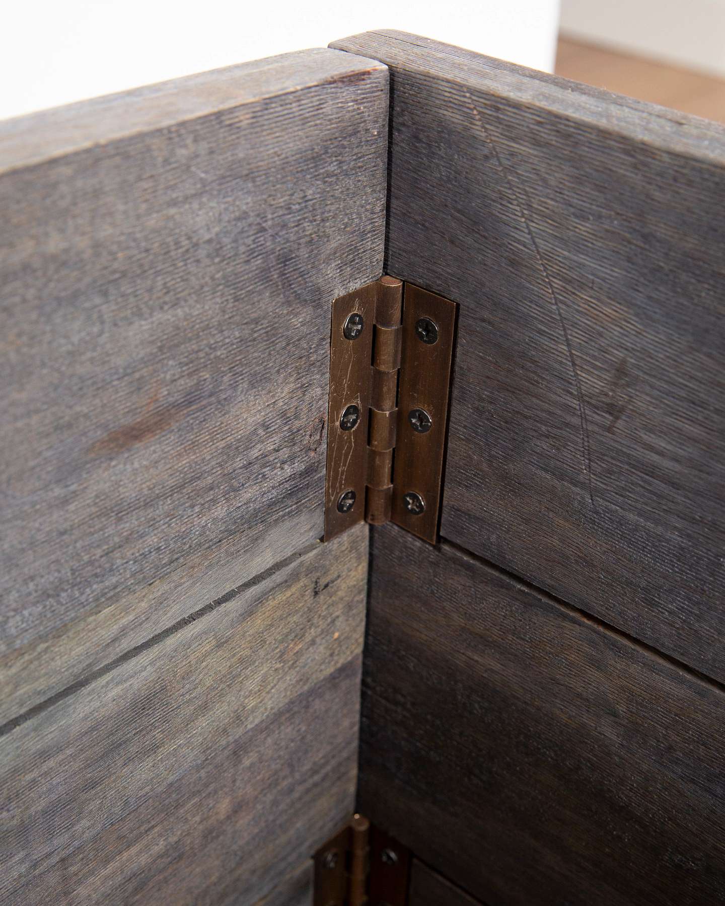 Balsam Hill Gray Wooden Crate Artificial Christmas Tree Collar Hinges