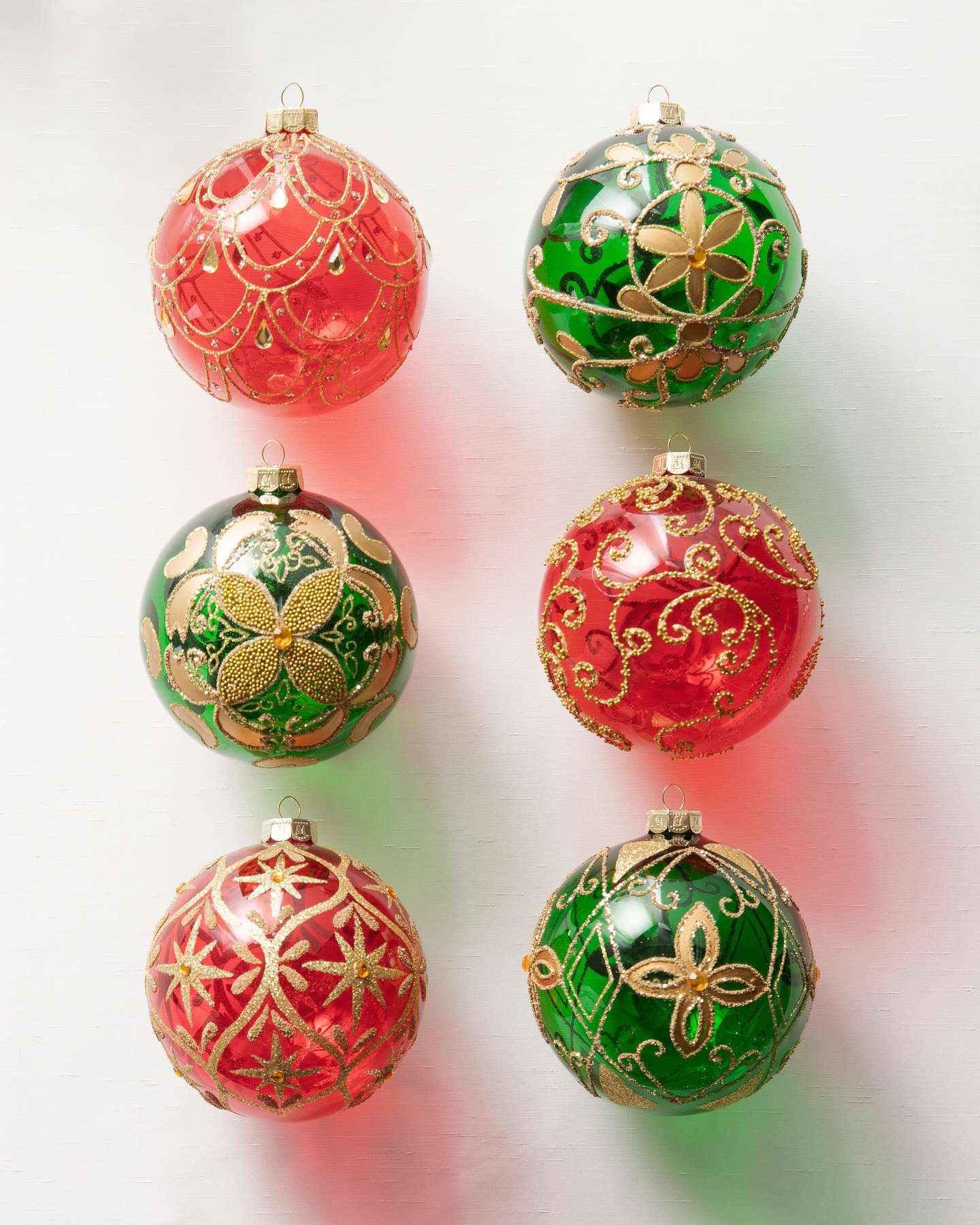 Balsam Hill Christmas Cheer Jumbo Christmas Ornament Set of 6 Full Display