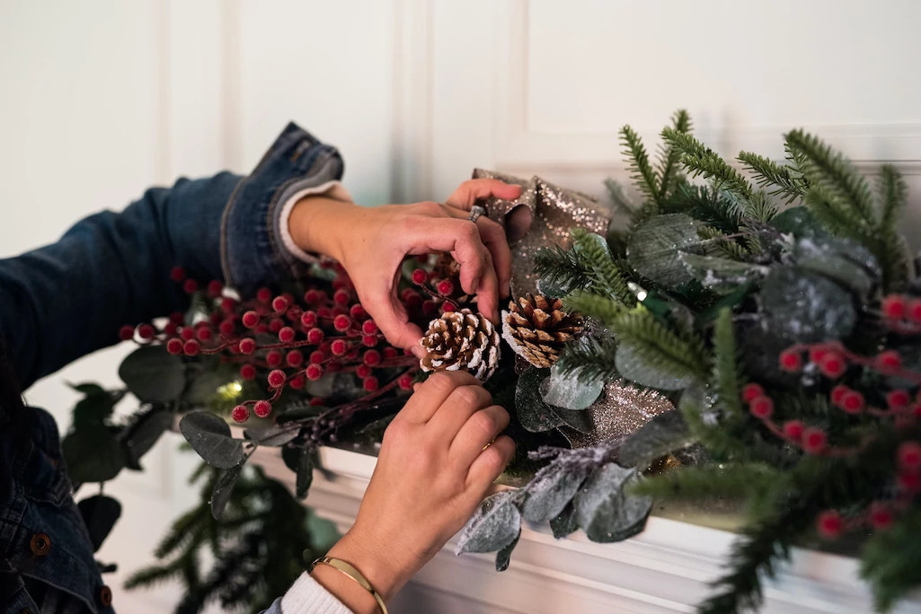 Ensemble De Décoration De Noël Avec Couronnes En Rotin: Belles Couronnes De Noël Pour Portes, Guirlande De Fleurs Pour Décoration Extérieure De La Maison Du 9,86 € | DHgate