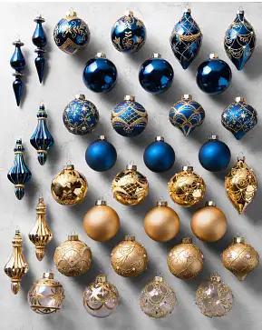 Sapphire & Gold Gilded Glory Main Glass Ornament Set Sapphire & Gold Gilded Glory Main Glass Ornament Set