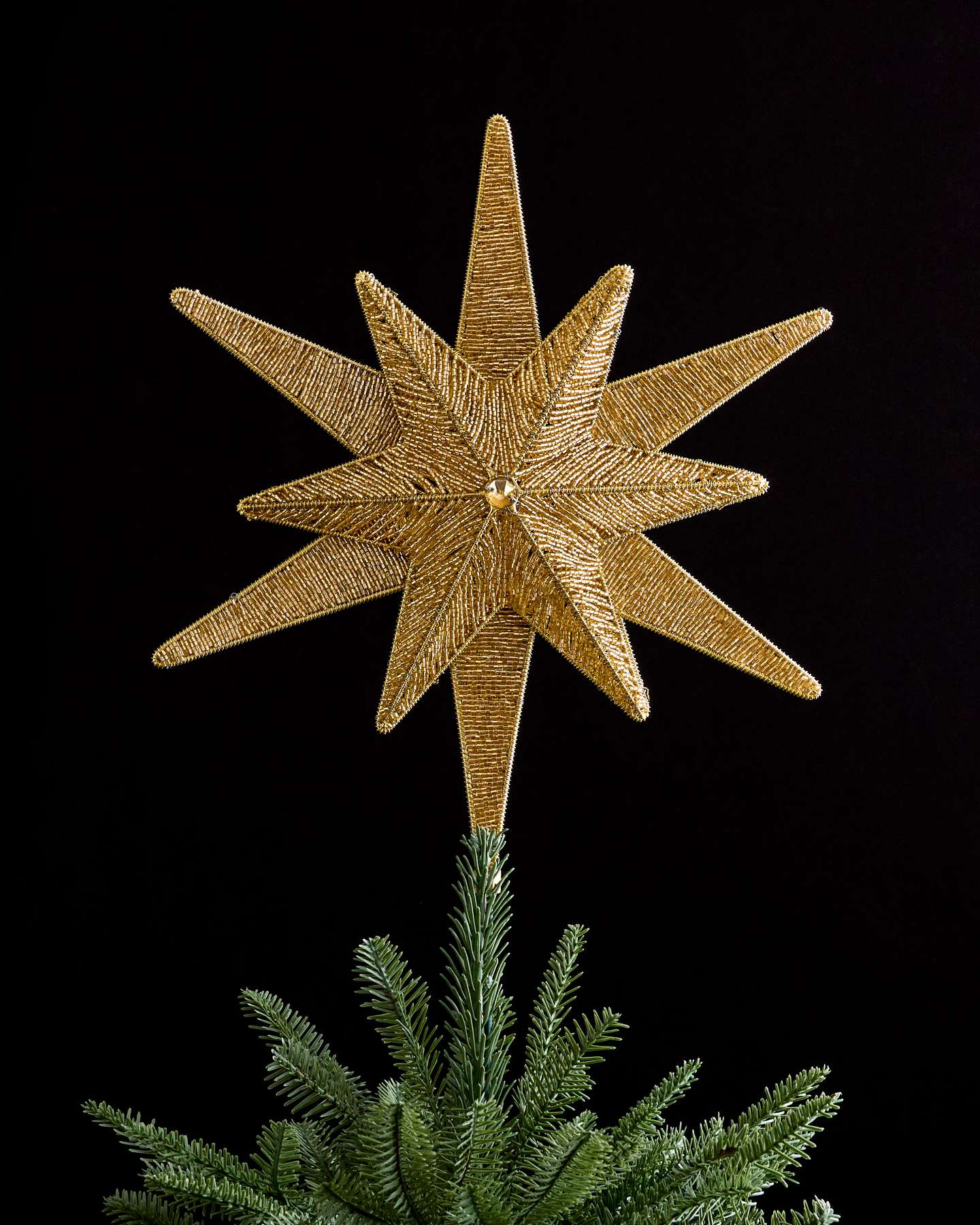 Gold Beaded Starburst Tree Topper