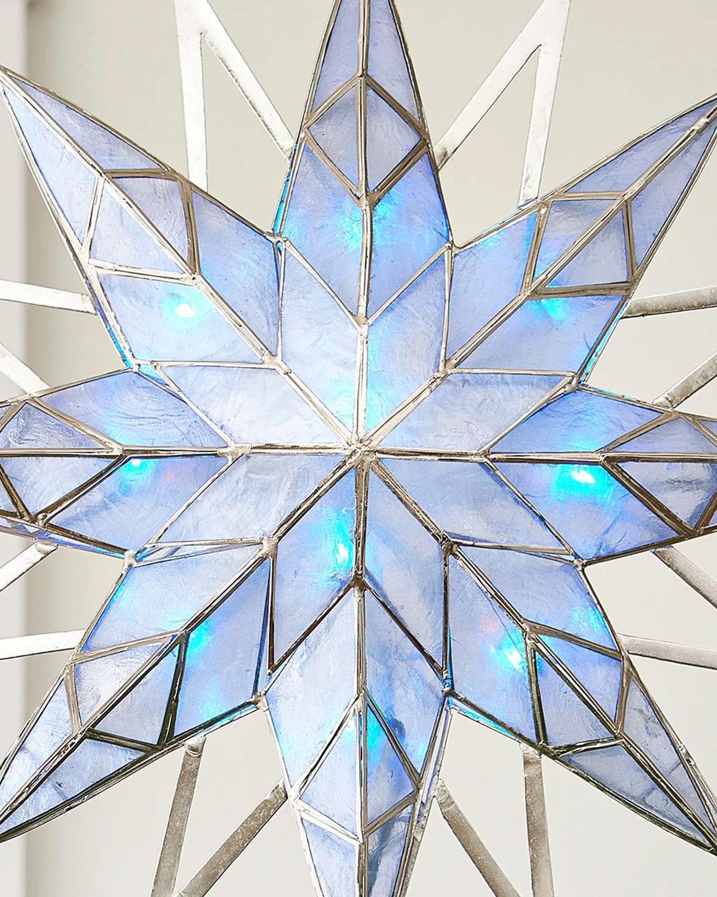 Balsam Hill 14-Inch Blue Double-Sided Starburst Artificial Christmas Tree Topper Detail View