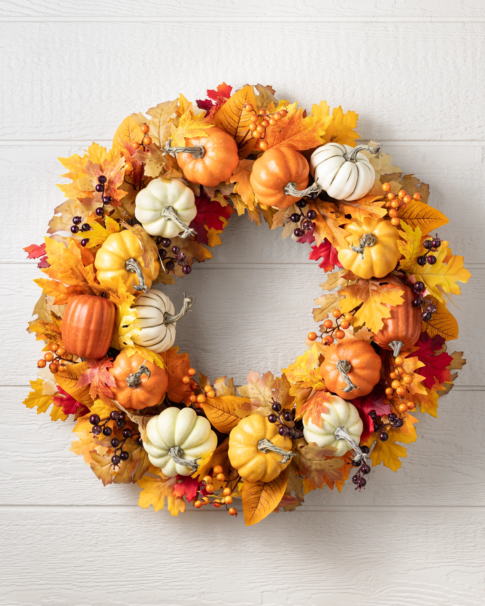 Pumpkin Patch & Berry Artificial Fall Wreath | Balsam Hill