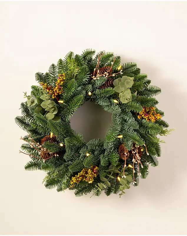 18 inches clear led Mountain Meadow Wreath by Balsam Hill SSC