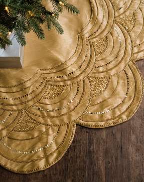 Weihnachtsbaumdecke Elisabeth mit Pailletten – Gold Weihnachtsbaumdecke Elisabeth mit Pailletten – Gold