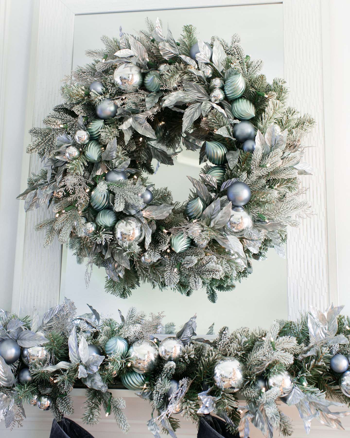 Balsam Hill Silver Frost Foliage Styled in a Home Setting