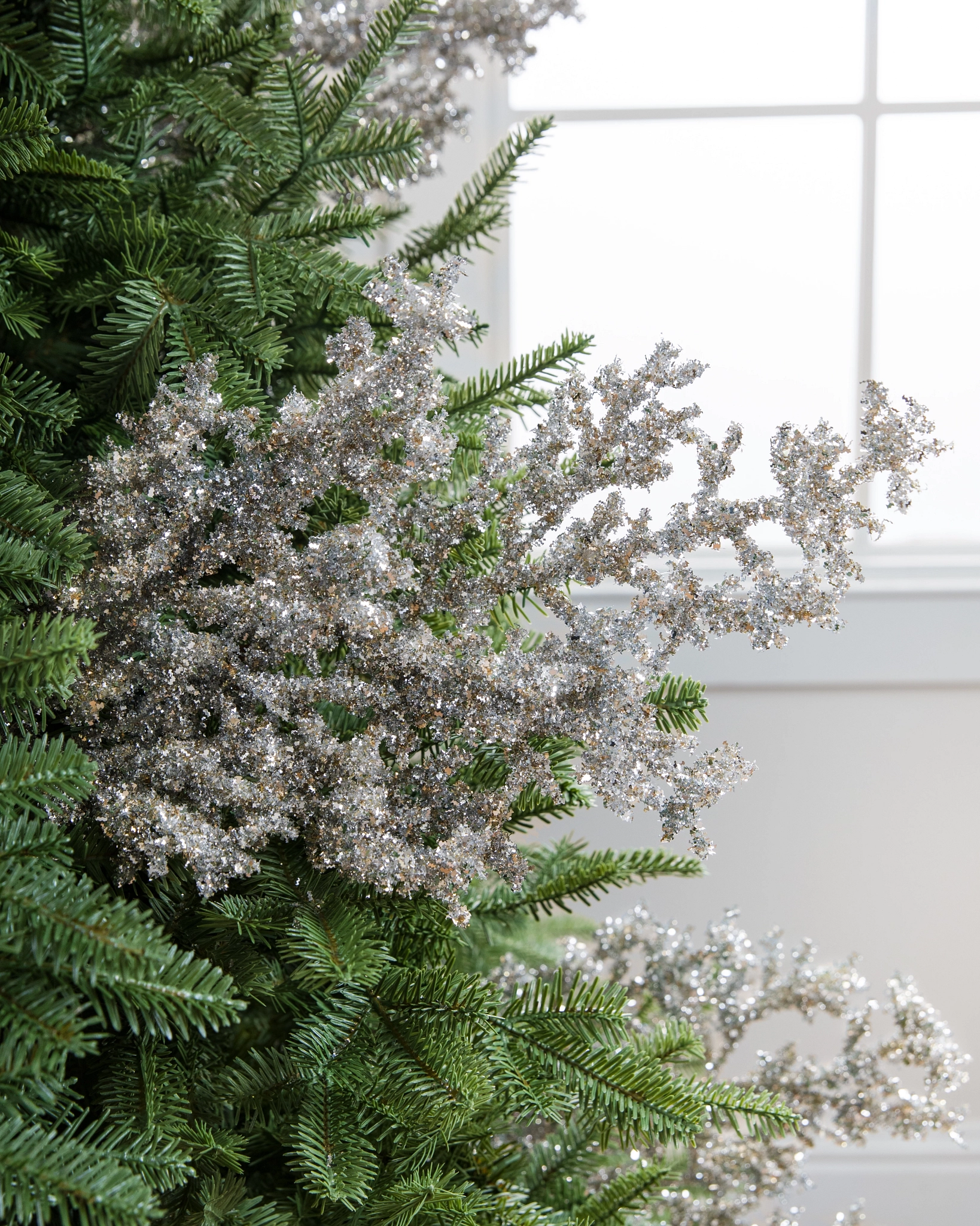 Silver Glittered Plume Christmas Tree Picks Balsam Hill