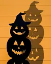 Outdoor Illuminated Stacked Jack-o-Lanterns Silhouette by Balsam Hill Closeup 10