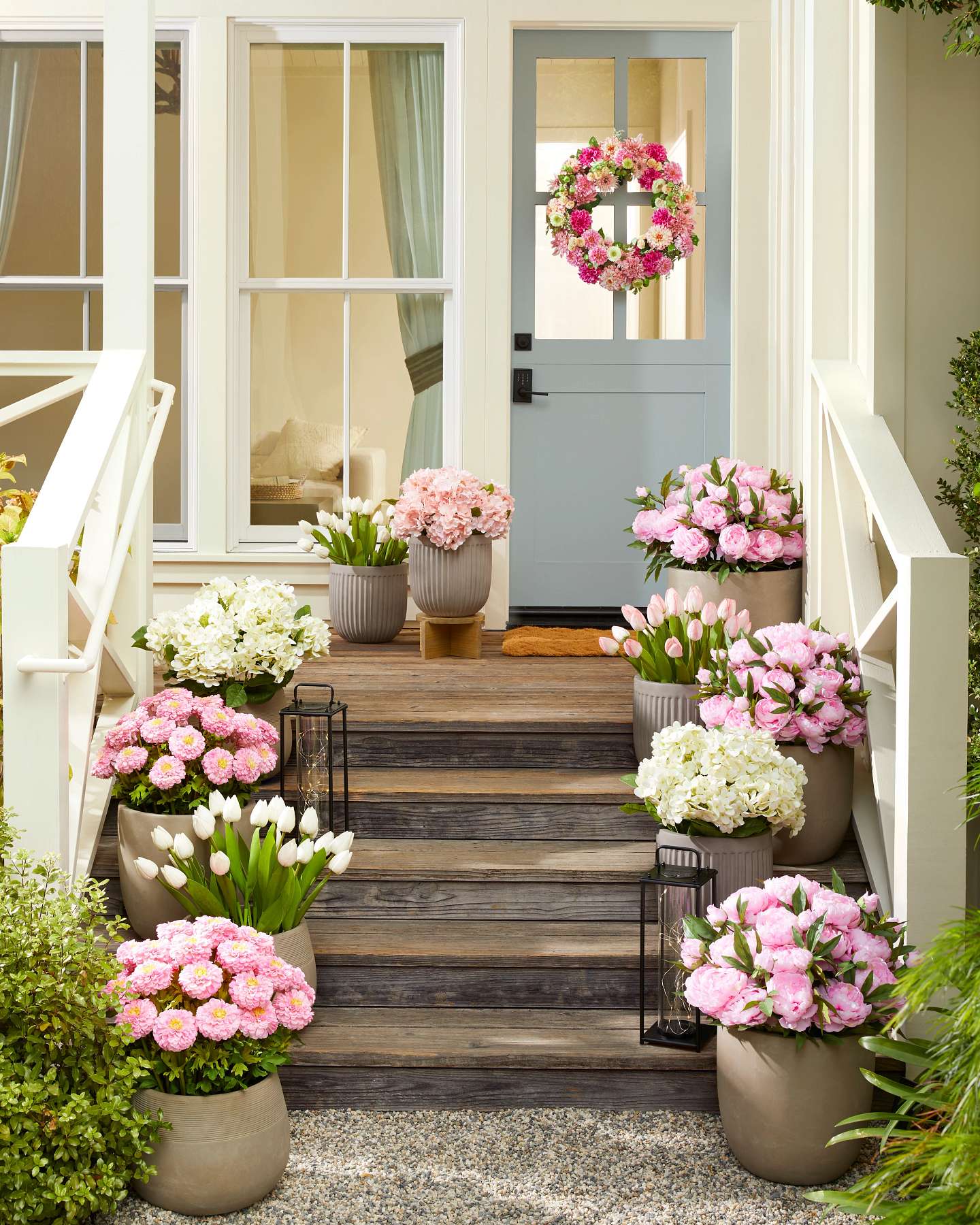 Balsam Hill Outdoor Hydrangea Harmony Artificial Spring Foliage with Soft White Flowers