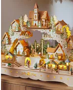 Village de Noël en bois animé