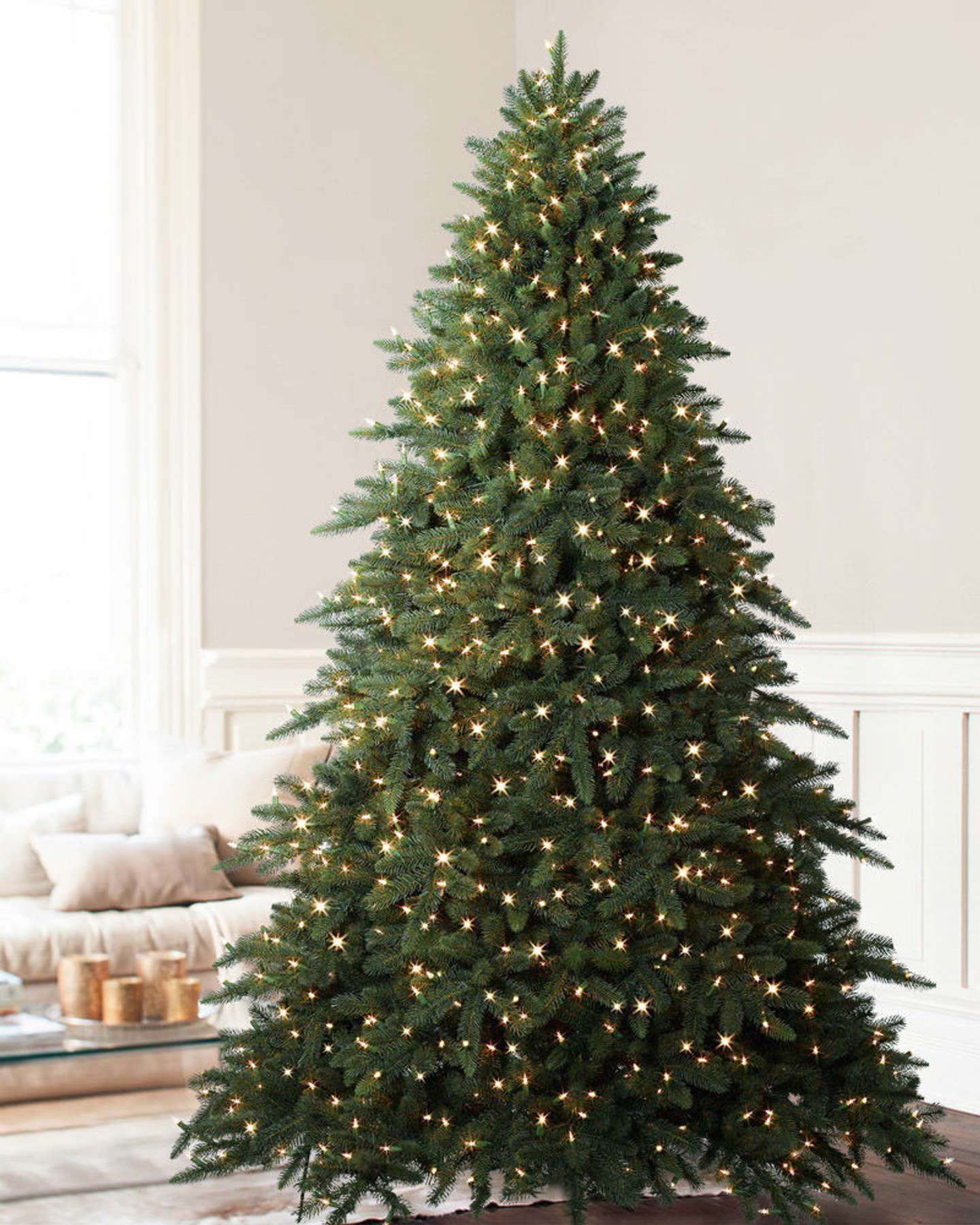 Balsam Hill Aspen Estate Fir Flip Artificial Christmas Tree Lifestyle Room Display