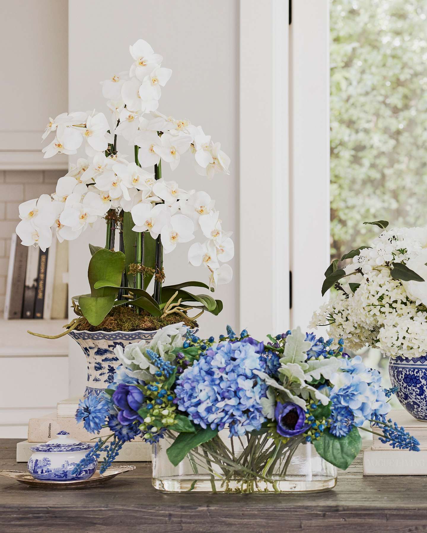 Balsam Hill White Phalaenopsis Orchids Artificial Flower Arrangement Lifestyle Setting