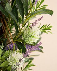 Closeup of an artificial flower arrangement