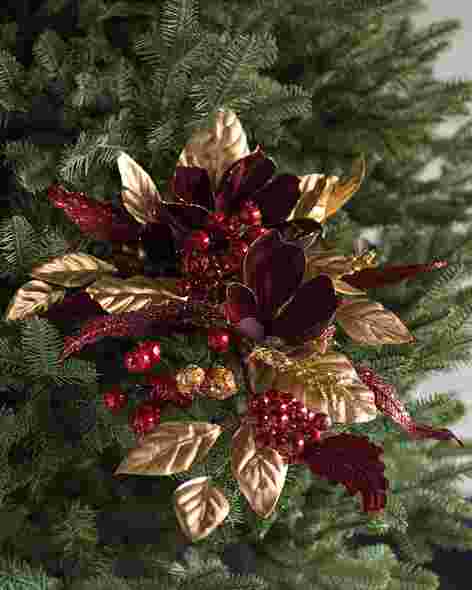 Burgundy and Gold Magnolia Bouquets, Set of 6 by Balsam Hill SSC 10