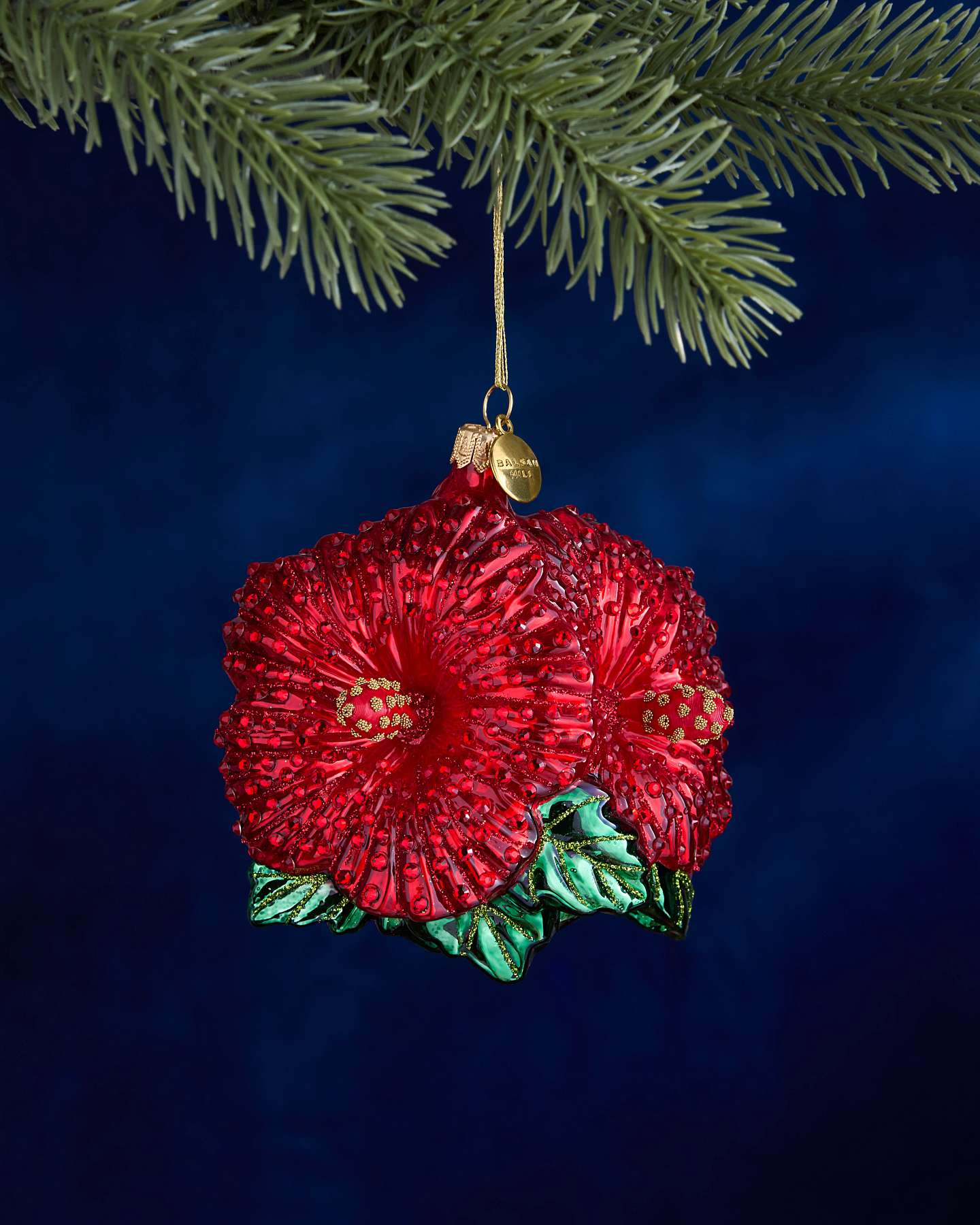 Balsam Hill Studio Red Hibiscus Ornament Featuring Crystals by Swarovski®