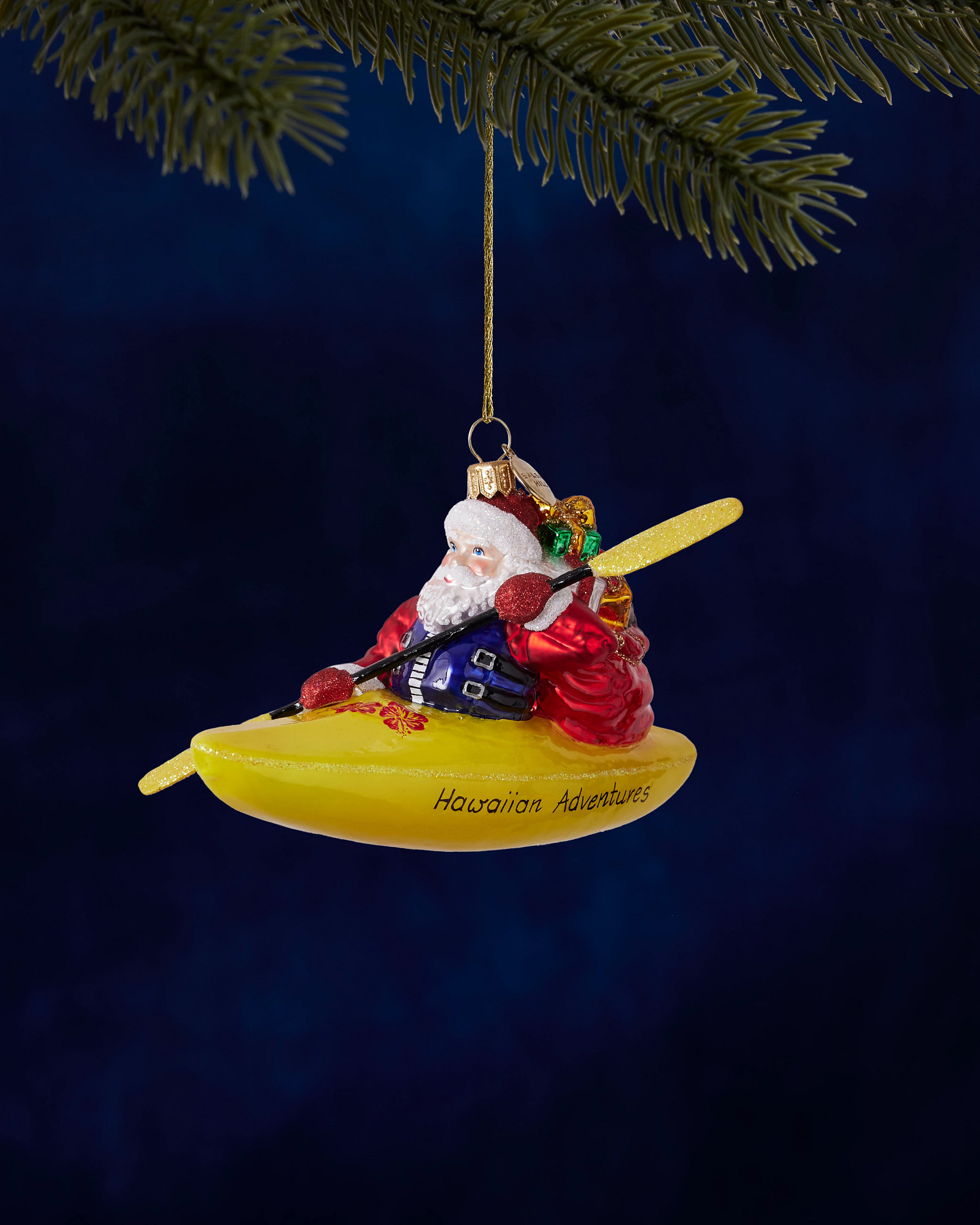 Balsam Hill Studio Kayaking Santa Ornament