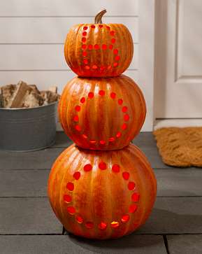 Lit Stackable Boo Pumpkins Lit Stackable Boo Pumpkins