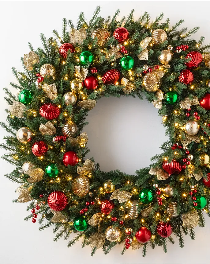 Large outdoor hot sale lighted christmas wreath