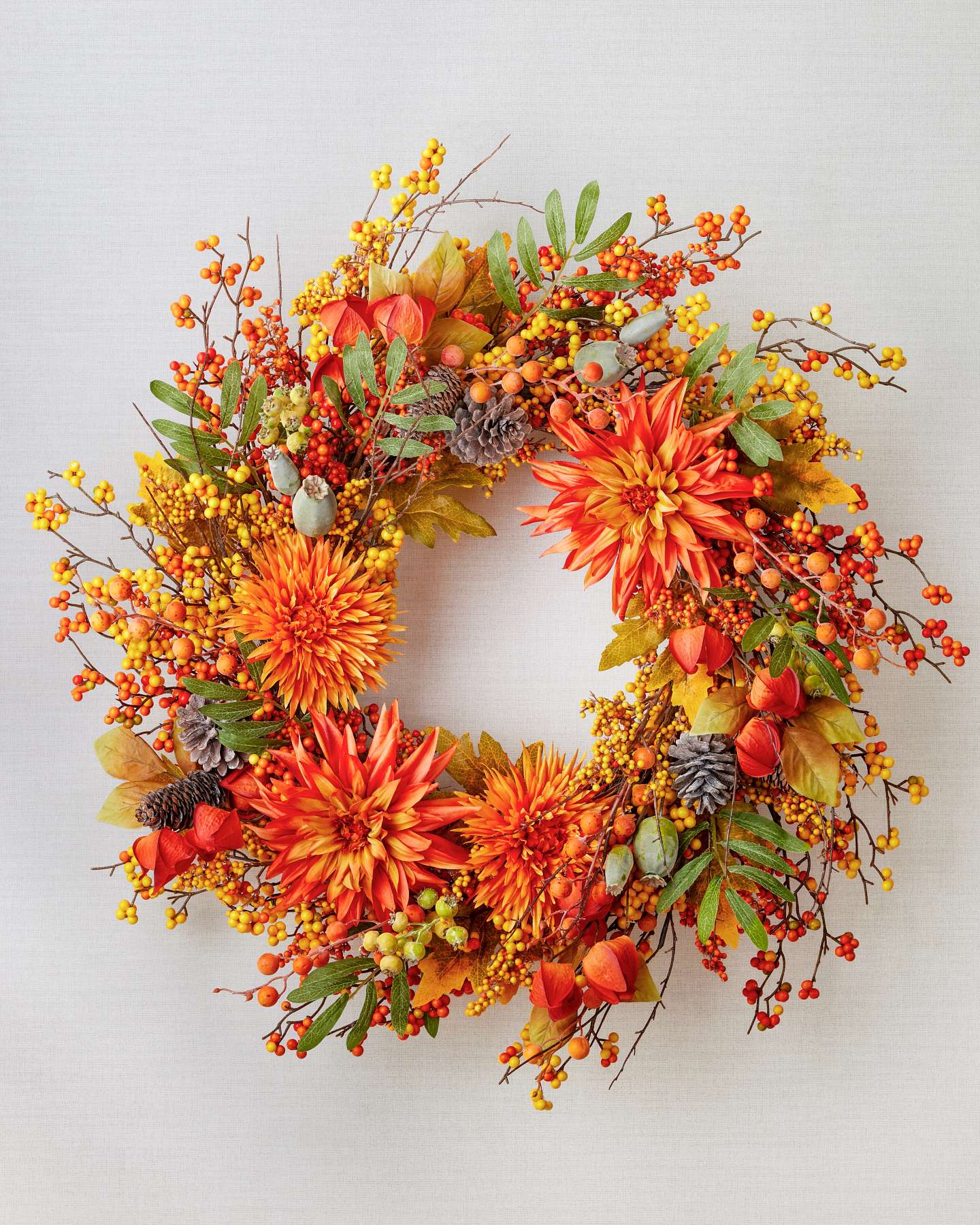 Balsam Hill Fall Berries and Blossoms Wreath Front View