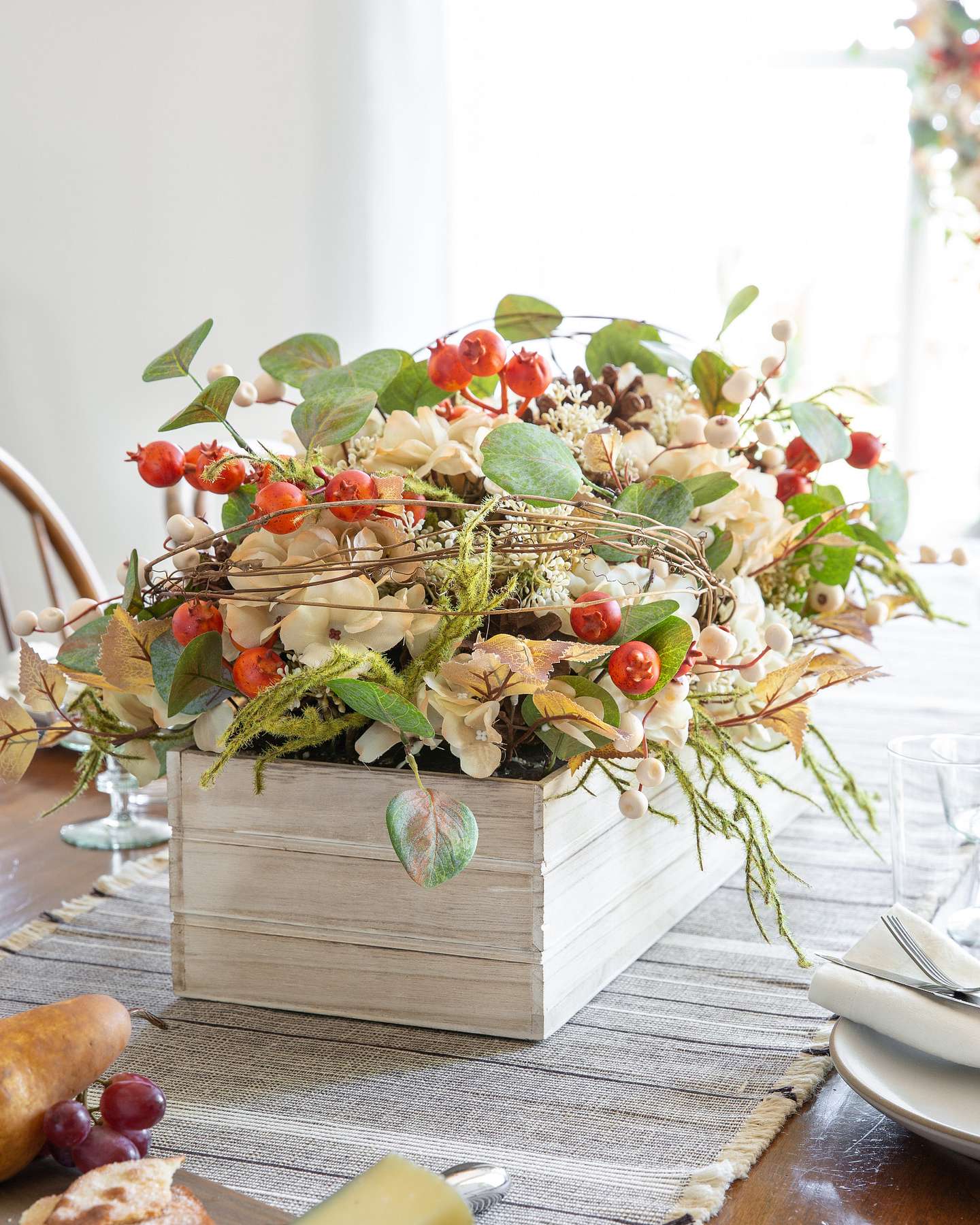Balsam Hill Briarwood Cottage Artificial Flower Arrangement Unlit Table Display