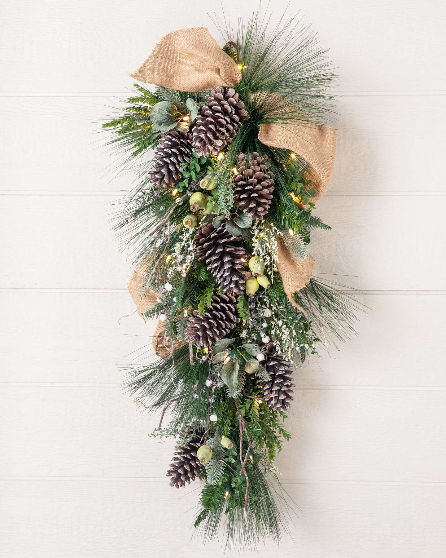 Balsam Hill Outdoor Homestead Pine Swag LED Clear Christmas Decor