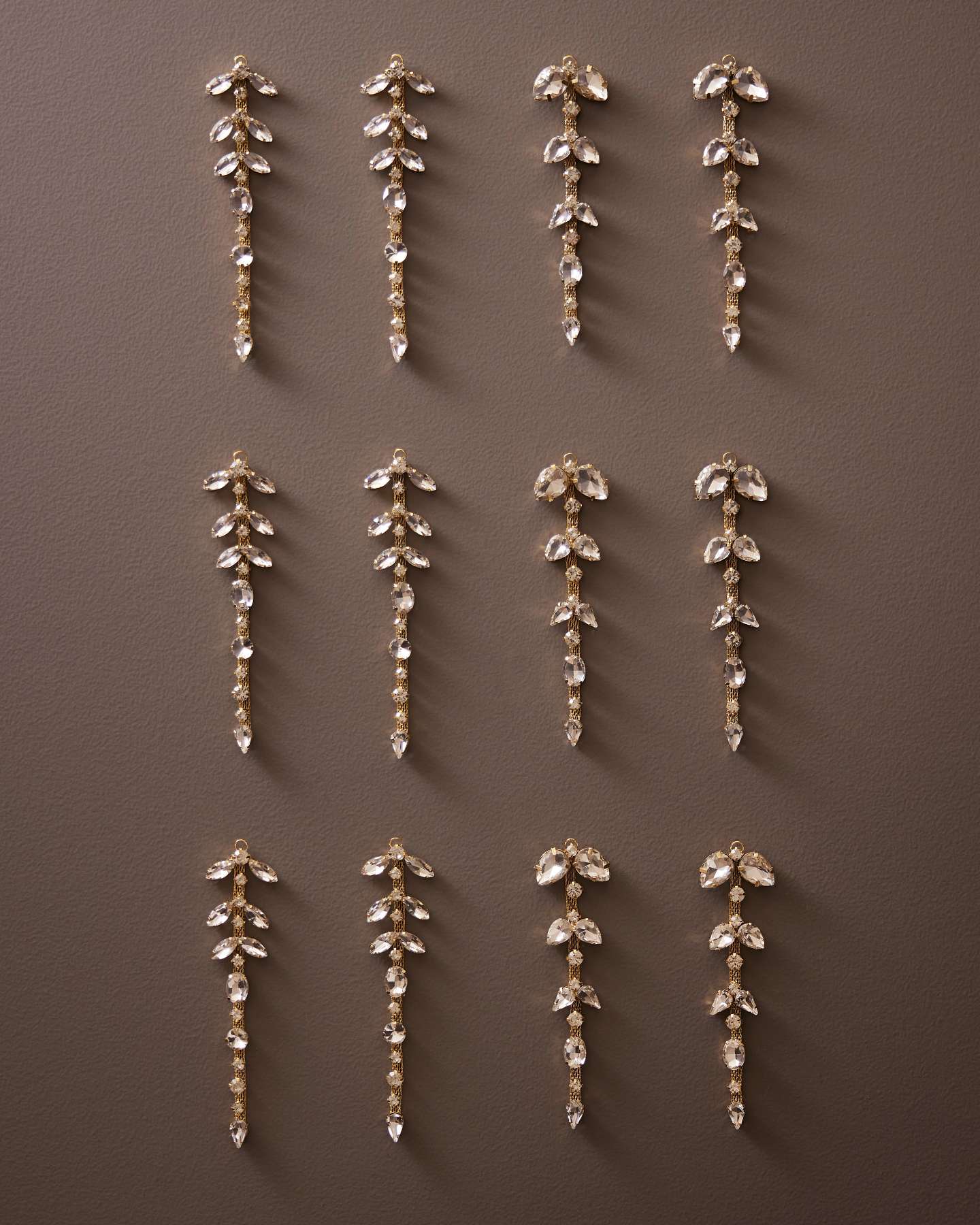 Décorations en pierres moulées en forme de gouttes dorées, ensemble de 12
