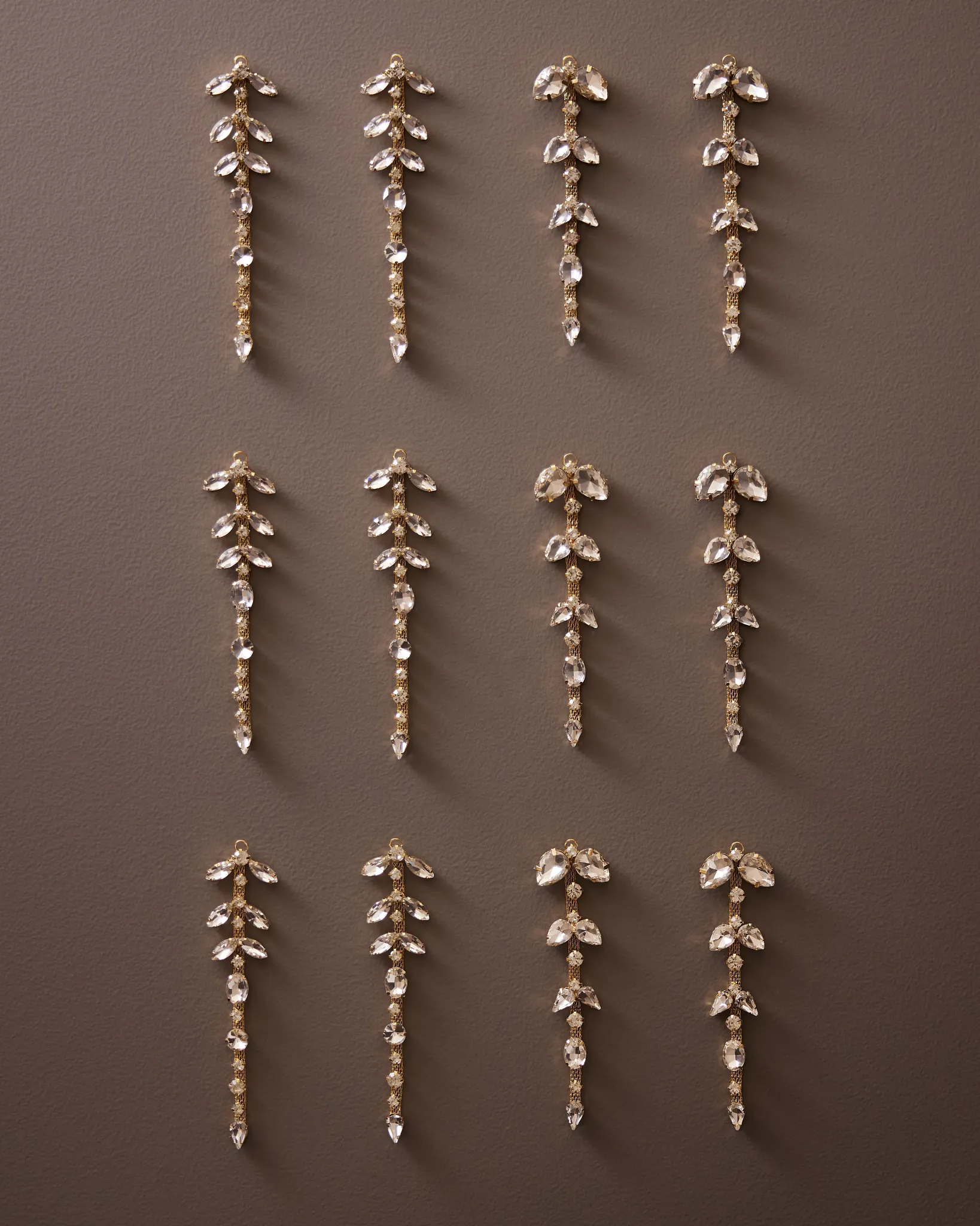 Gold Drop Rhinestone Ornament Set