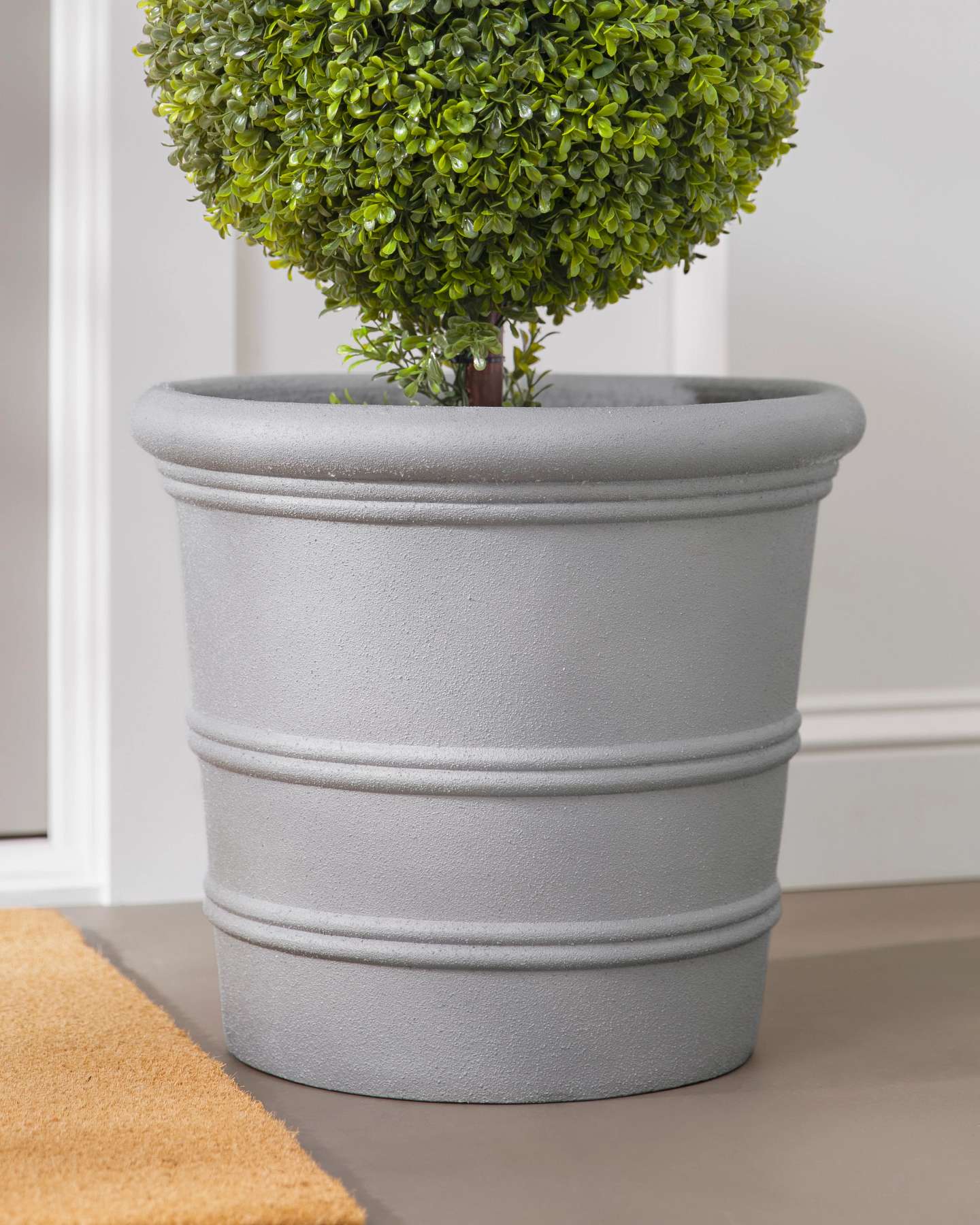 Balsam Hill Gray Sculpted Planter 16-Inch Elegant Outdoor Decor