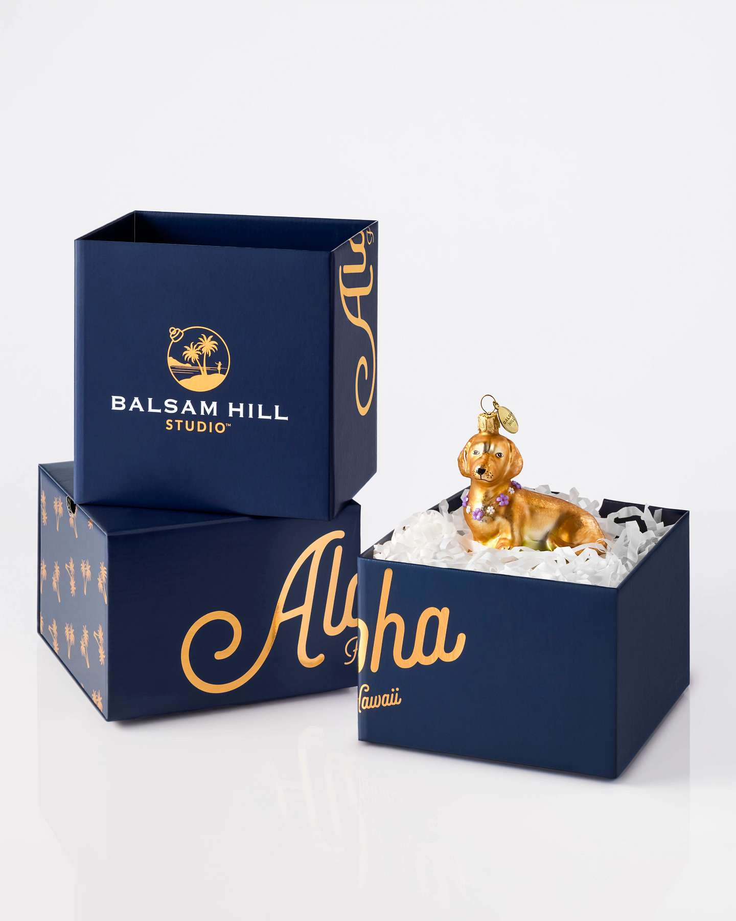 Balsam Hill Studio Dachsund with Lei Ornament