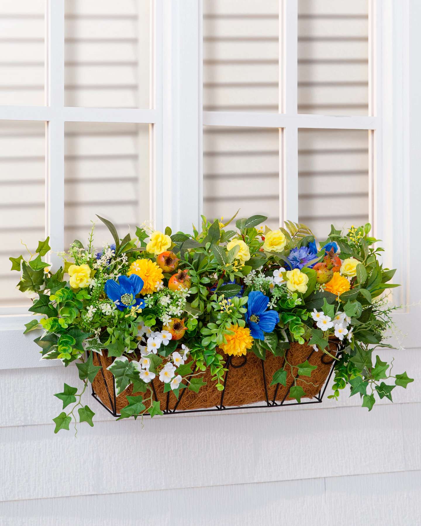 Balsam Hill Outdoor Summer Breeze Artificial Window Box Colorful Floral Display