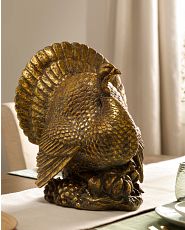 Large bronze turkey tabletop decoration