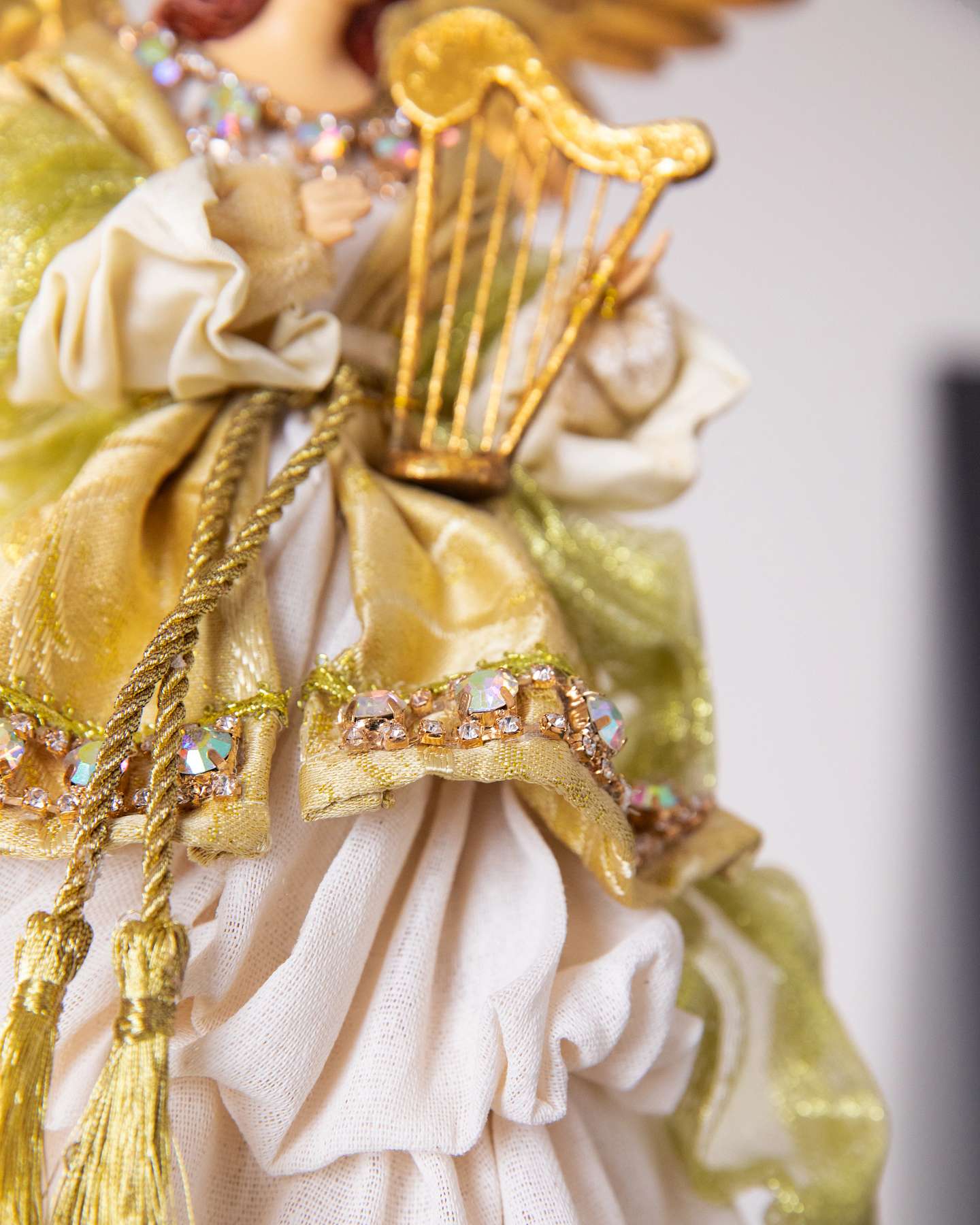Balsam Hill 10-Inch Gilded White Angel Artificial Tree Topper Closeup View