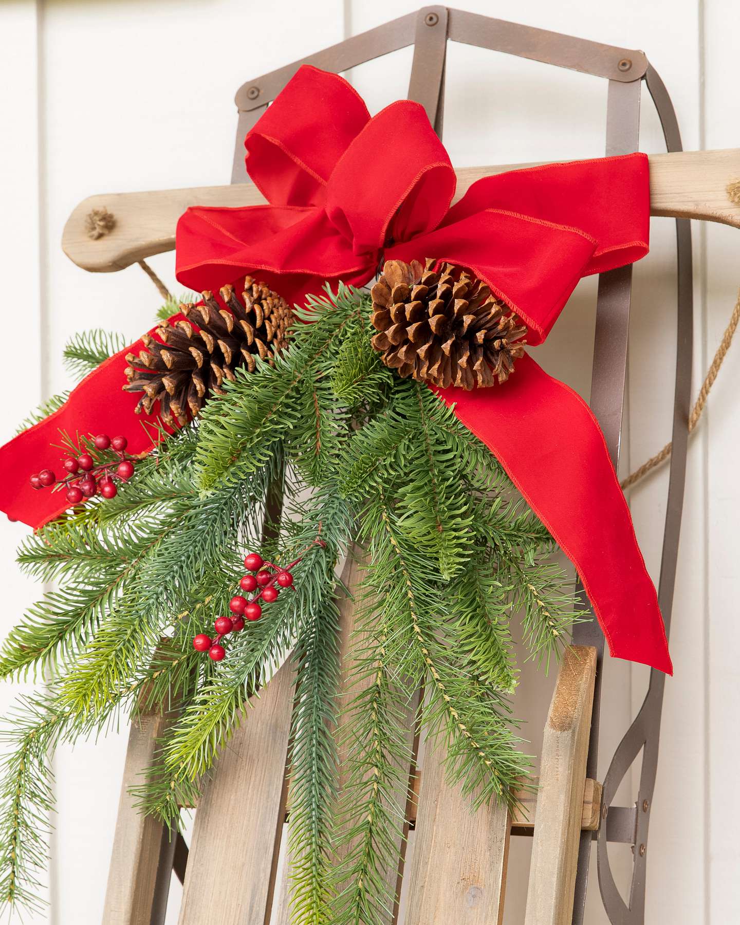 Balsam Hill Alpine Holiday Sled Foliage Closeup