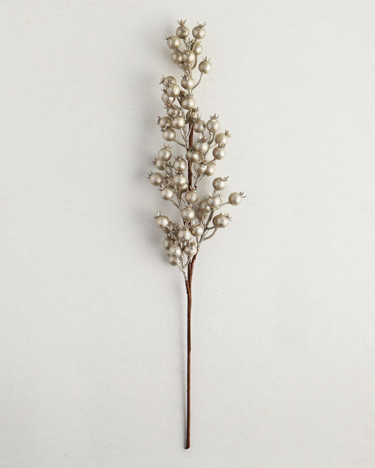 Balsam Hill Large Champagne Berry Artificial Christmas Tree Picks Set of 12 Closeup Featuring Elegant Metallic Finish