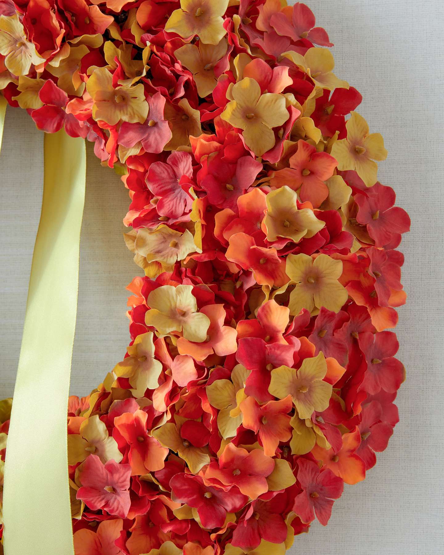 Balsam Hill Orange Rustic Hydrangea Artificial Fall Wreath with Autumn Tones