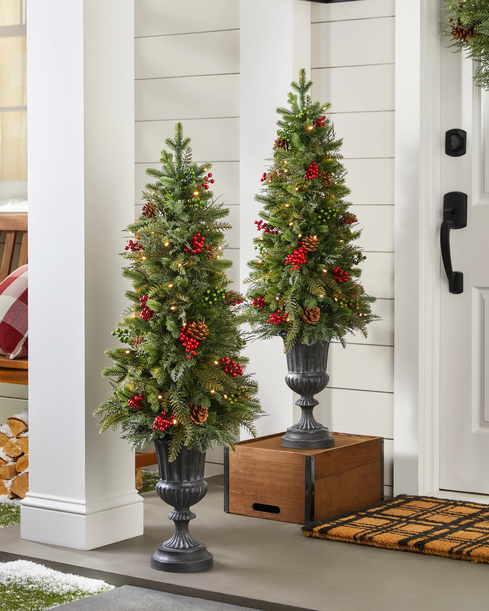 Outdoor Winter Evergreen Potted Tree