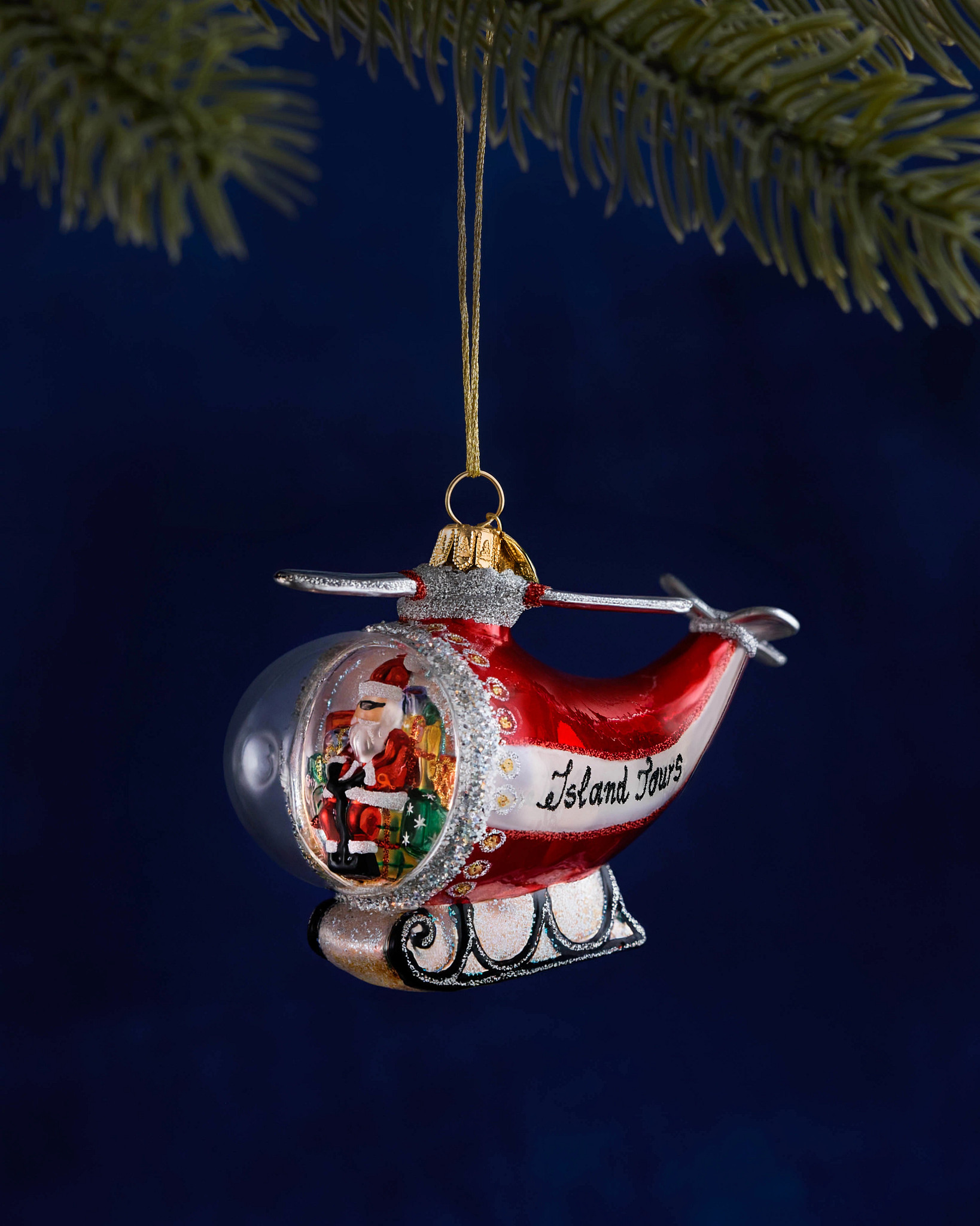 Balsam Hill Studio Santa's Helicopter Tour Ornament