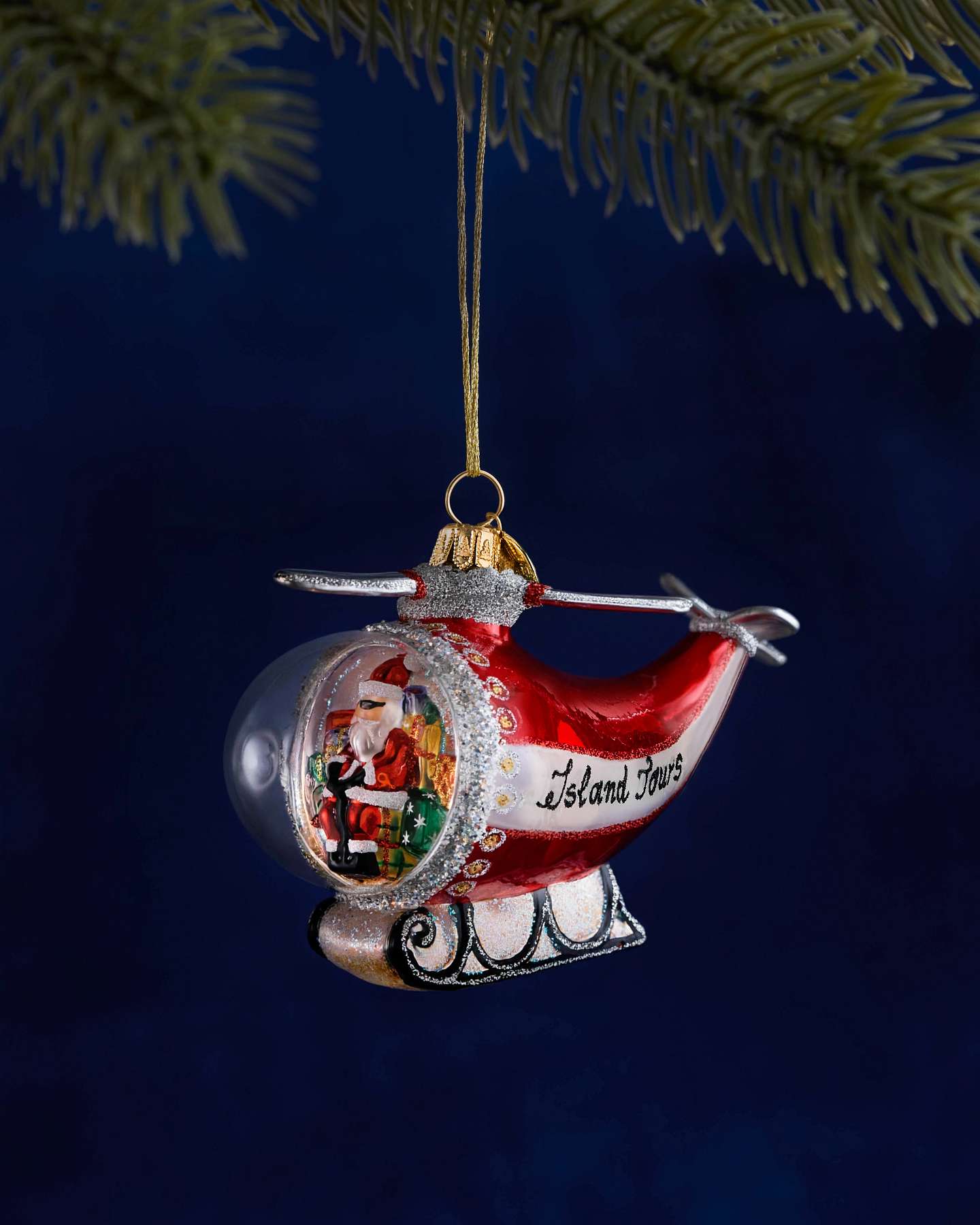 Balsam Hill Studio Santa's Helicopter Tour Ornament