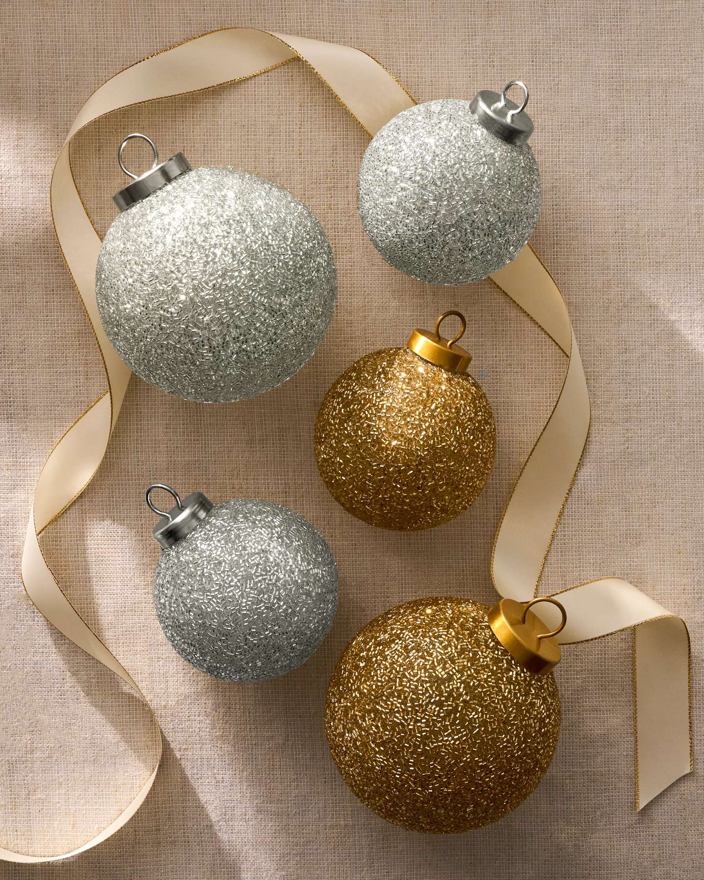 Silver Stardust Sparkle Ornament Set