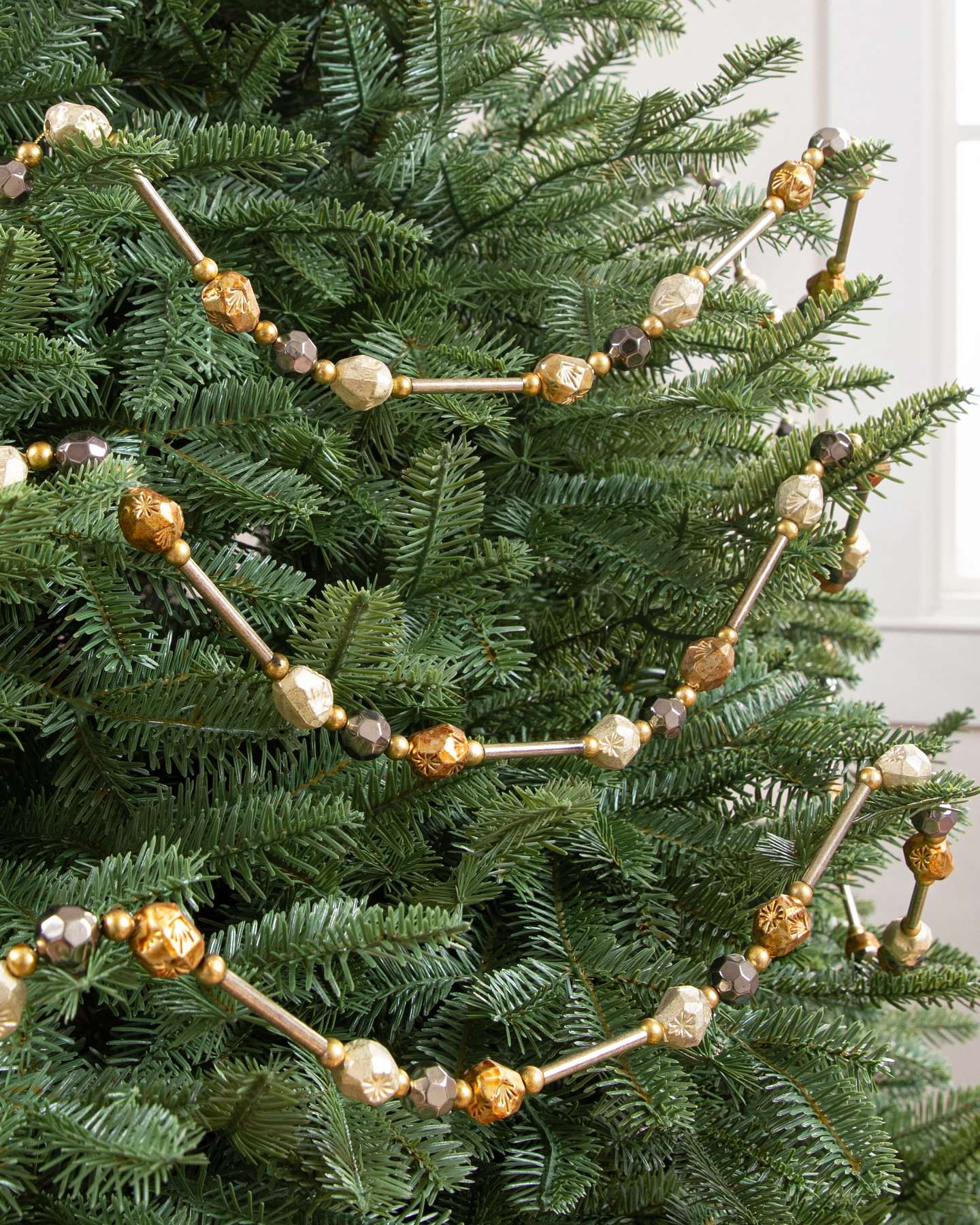 Balsam Hill Bronze Antiqued Beaded Garlands Set of 3 Tree Display