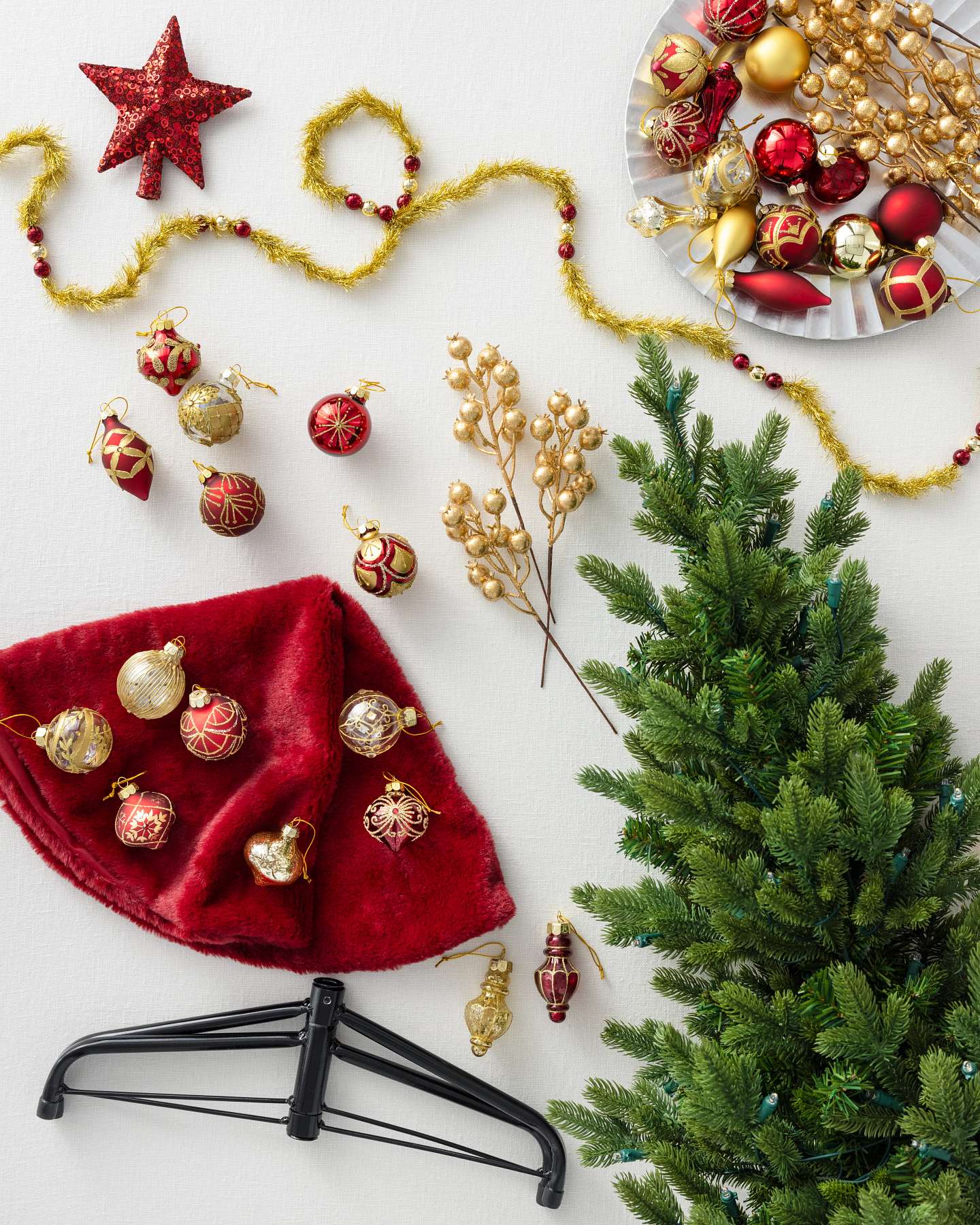 Balsam Hill 3-Foot Brilliant Bordeaux Decorated Artificial Christmas Tree Kit Closeup