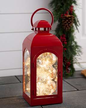 Lantern with Lighted Ornaments Lantern with Lighted Ornaments