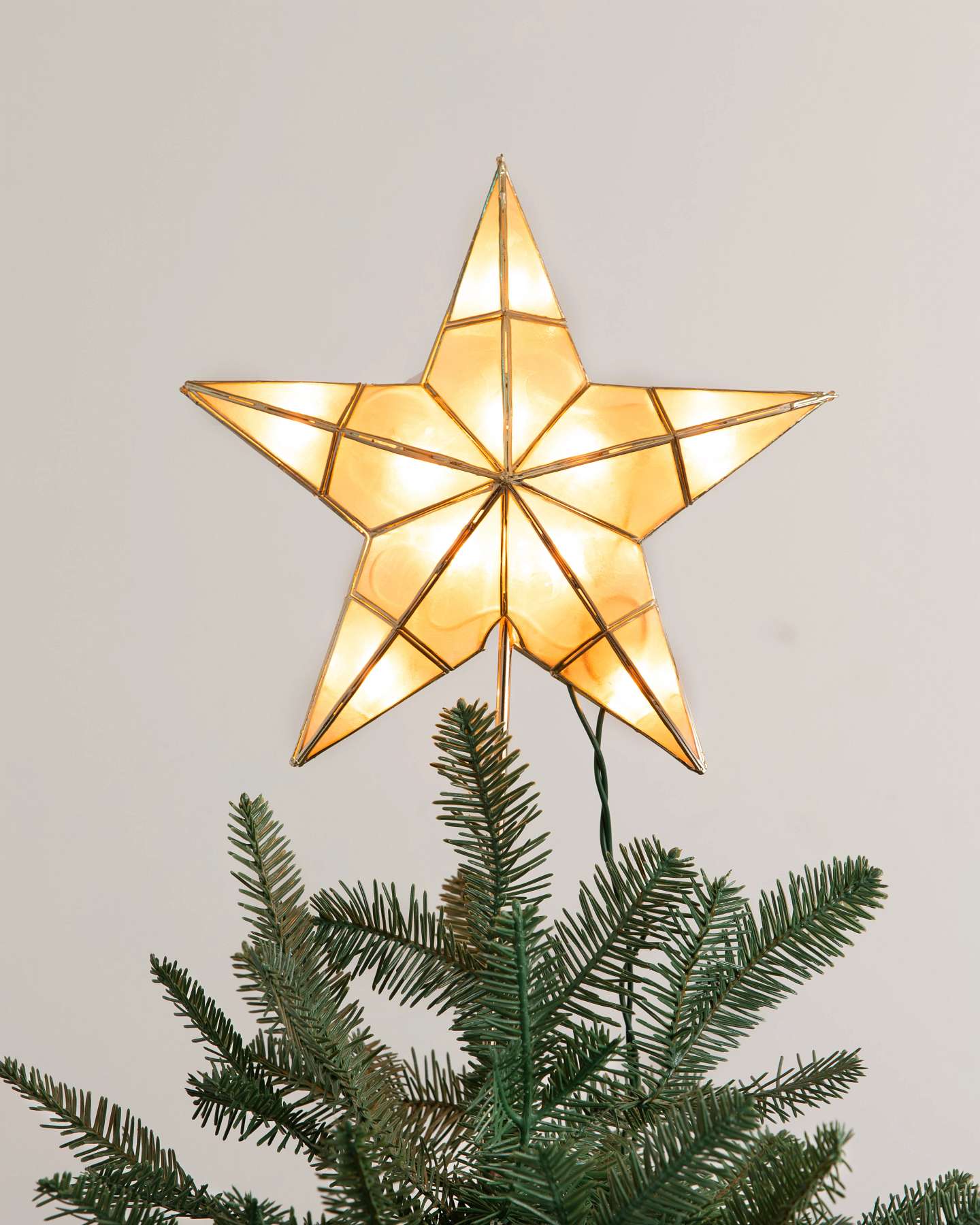 Balsam Hill Small Capiz Star Lighted Artificial Christmas Tree Topper SSC