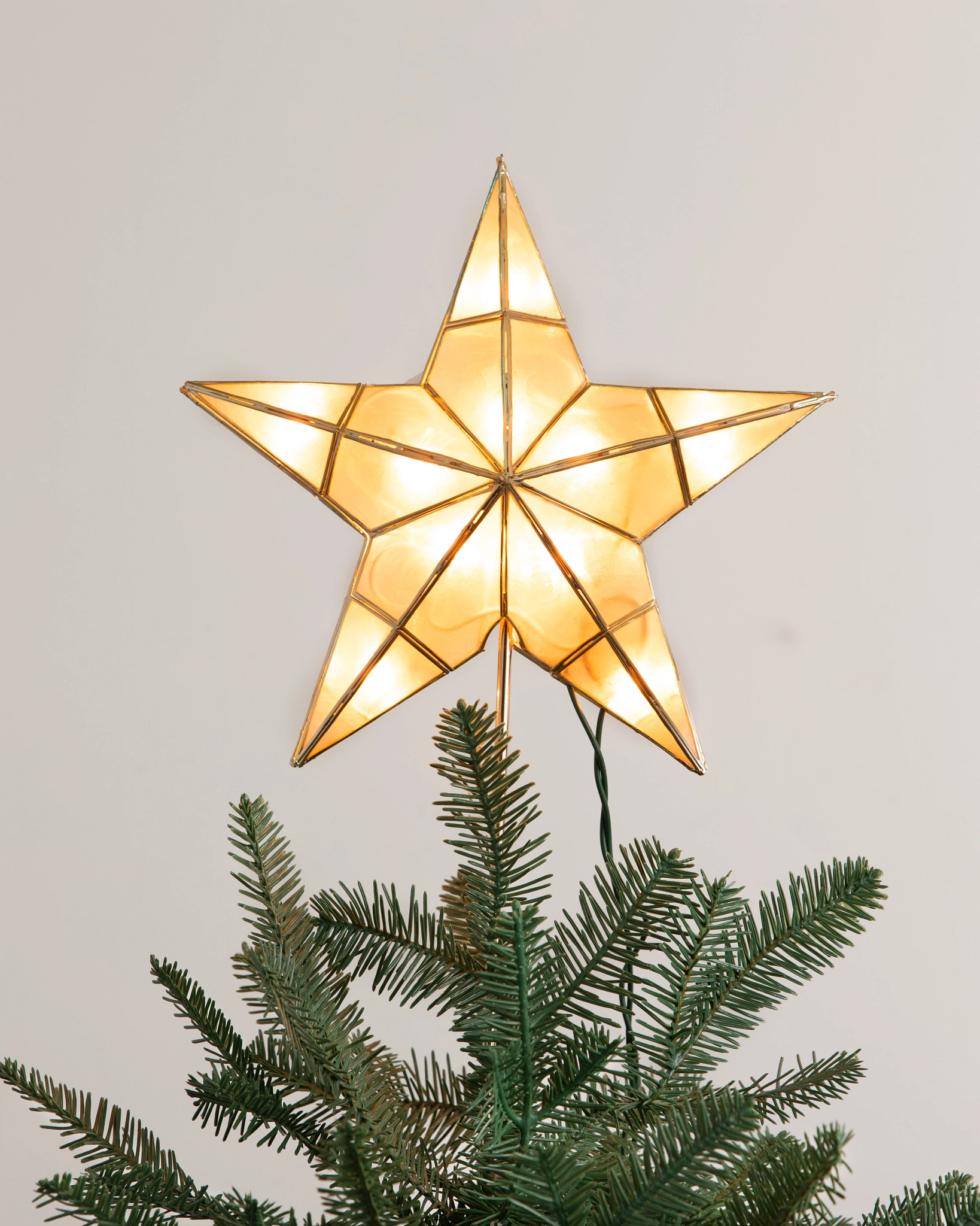 Lit Capiz Star Christmas Tree Toppers | Balsam Hill